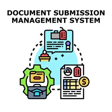 Document submission management system vector concept illustration Stock Illustration