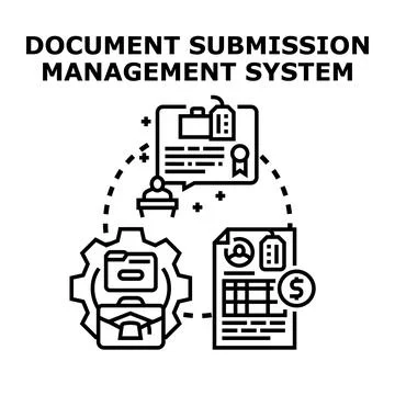 Document submission management system vector concept illustration Illustrazione stock