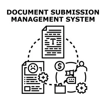 Document submission management system workflow administration Stock Illustration