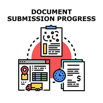 Document submission progress process completing digital application form Stock Illustration