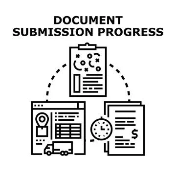 Document submission progress process completing digital application form Stock Illustration