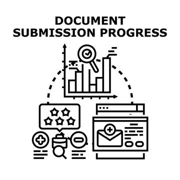 Document submission progress tracking online workflow Stock Illustration