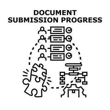 Document submission progress tracking workflow solution 스톡 일러스트