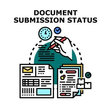 Document submission status tracking approval process Stock Illustration