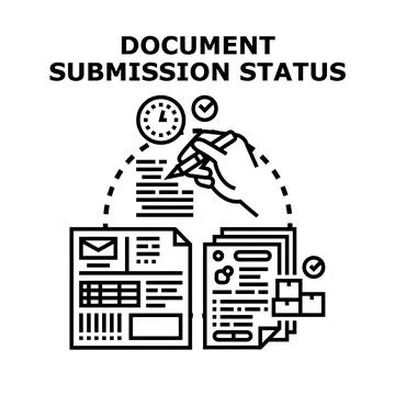 Document submission status tracking approval process Stock Illustration