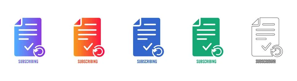 Document Subscription Renewal Icon Set Stock Illustration