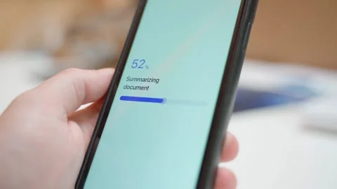 Document summarizing progress on smartphone screen completes with summary ready Video stock 342603119