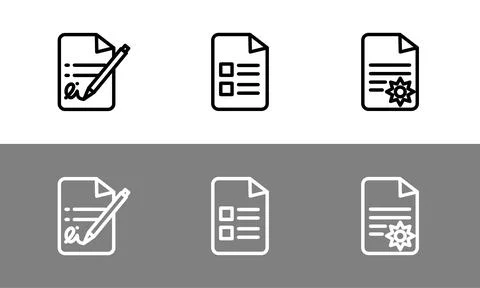 Document symbol set -outlined document symbols Ilustración de archivo