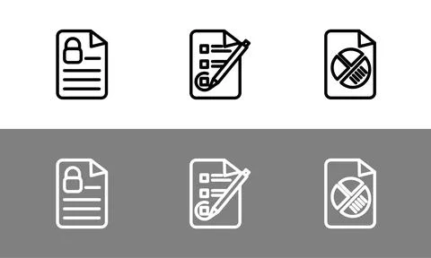 Document symbol set -outlined document symbols Illustration