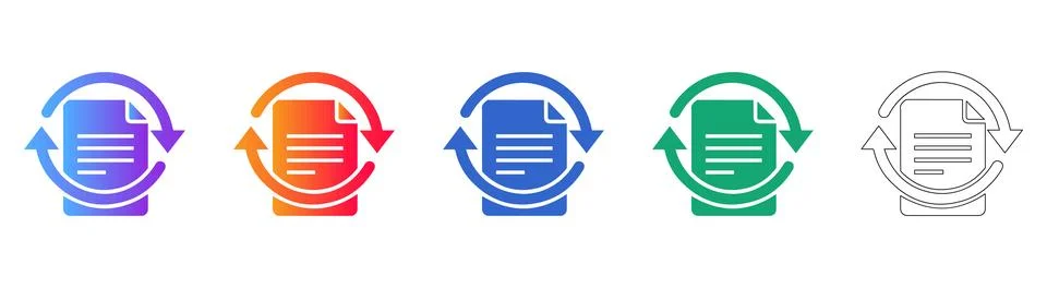 Document Sync and File Refresh Icons Stock Illustration