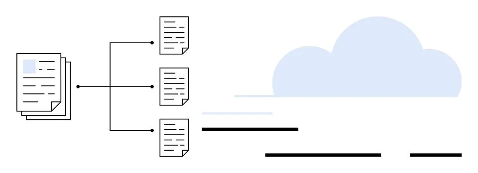 Document Synchronization to Cloud Storage Process Stock Illustration