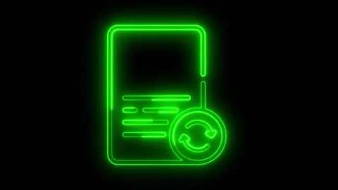 Document synchronization glowing neon line icon Stock Footage 328387047