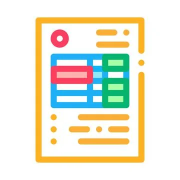 Document with table of audit credit and debit color icon vector illustration Stock Illustration