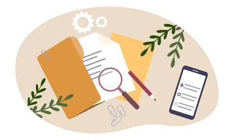 Document on table Stock Illustration