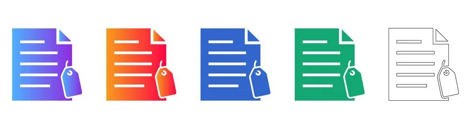 Document Tagging Icon Set Stock Illustration