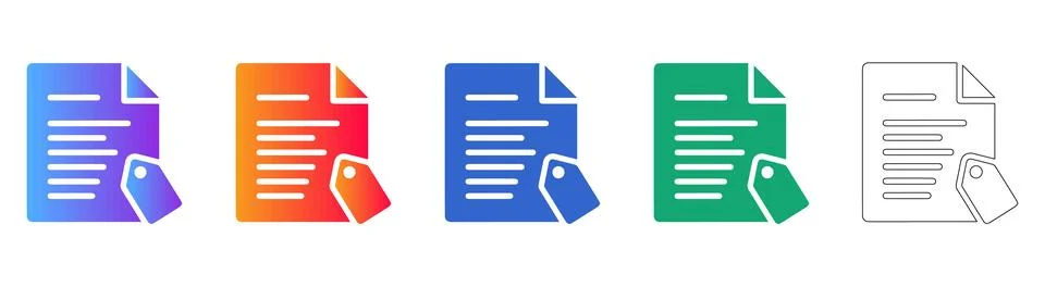 Document Tagging Label Icon Set Stock Illustration