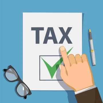 Document tax form approved with a green check mark 스톡 일러스트