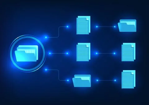 Document technology The document file is inside the technology circle conne.. Stockillustratie