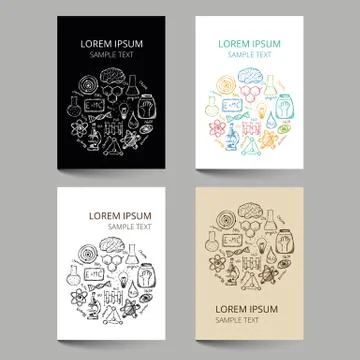 Document template with chemistry doodles Stock Illustration