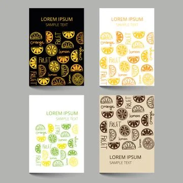 Document template with fruit citrus pattern Stock Illustration