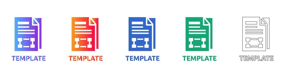 Document Template Icon Set with Gradient and Linear Options Stock Illustration