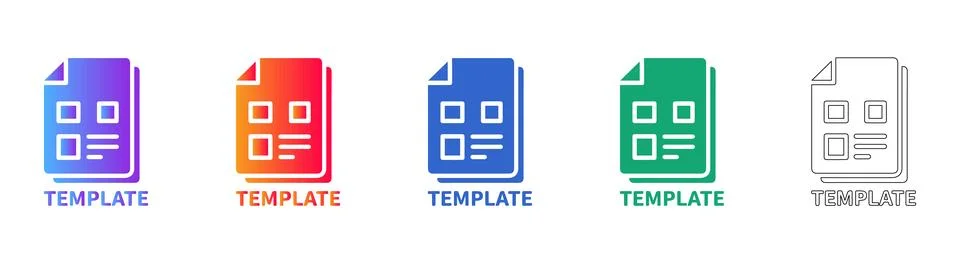 Document Template Icons in Vibrant Gradient Styles Stock Illustration