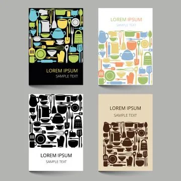 Document template with kitchen utensils Stock Illustration