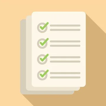 Document test icon flat vector. Project work Illustrazione stock