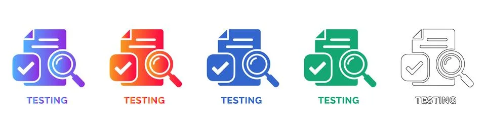Document Testing and Verification Icon Set for Quality Assurance 库存插图