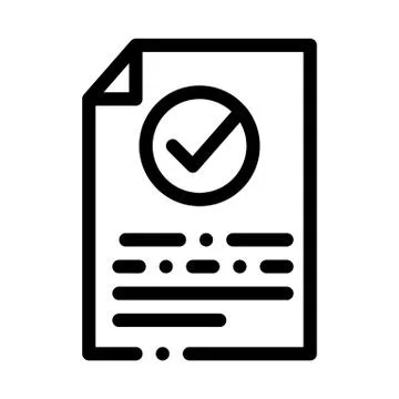 Document Text File With Approved Mark Vector Icon Stock Illustration