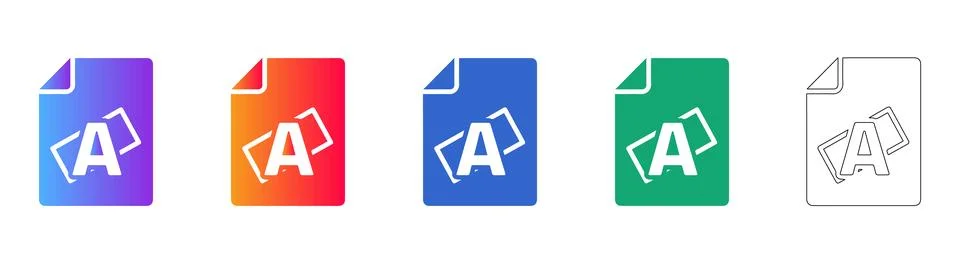 Document Text File Icon Set in Multiple Colors Stock Illustration