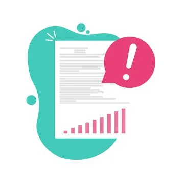 Document text file with warning comment or error notice, vector flat design Stock Illustration