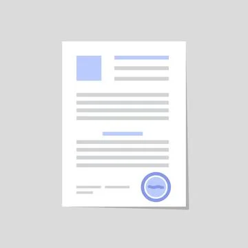 Document with text information icon in flat style. Note writing vector illu.. Stock Illustration