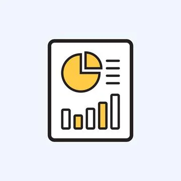 Document with text information icon in flat style. Financial report vector .. Stock Illustration