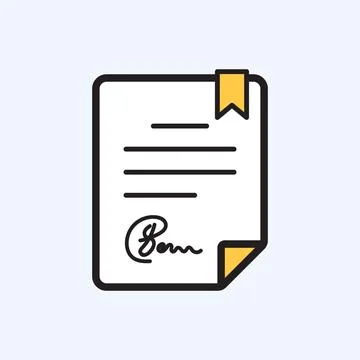Document with text information icon in flat style. Note writing vector illu.. Stock Illustration