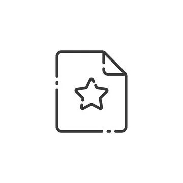 Document thin line icon. Paper with star. Favorite item. Outline commerce vec Illustrazione stock
