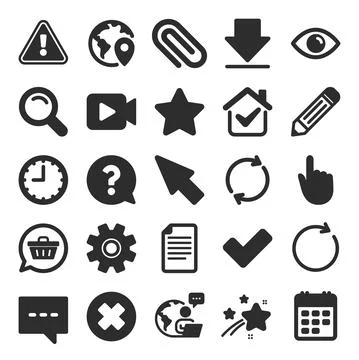 Document, Time and Calendar icons. Question mark. Vector Stock Illustration