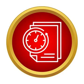Document timeline management with clock and papers Stock Illustration