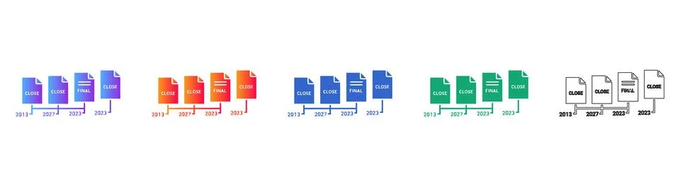 Document Timeline Process Icons Stock Illustration