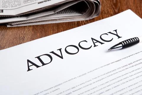 Document with the title of advocacy Stock Photos