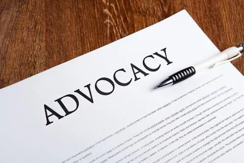 Document with the title of advocacy Foto stock