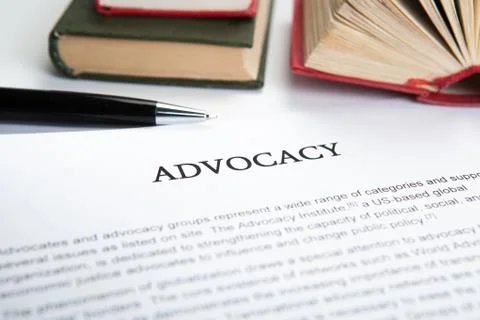 Document with the title of advocacy Stock Photos