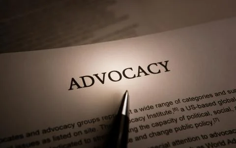Document with the title of advocacy Stock Photos