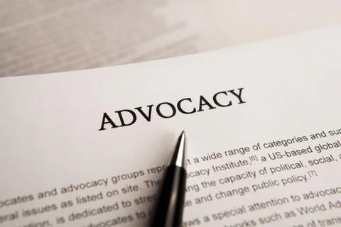 Document with the title of advocacy Stock Photos