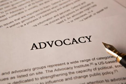 Document with the title of advocacy Stock Photos