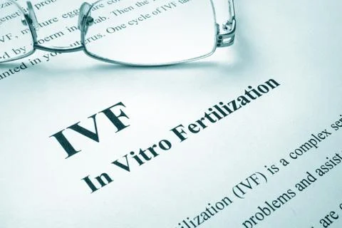 Document with title IVF (In Vitro Fertilization). Stock Photos