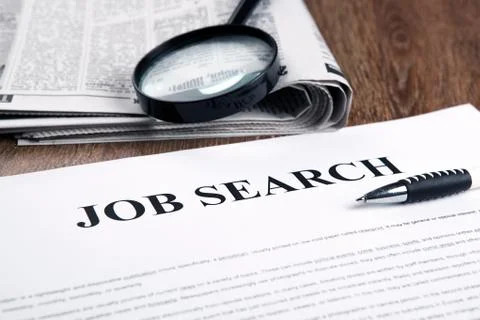 Document with the title of job search Foto stock
