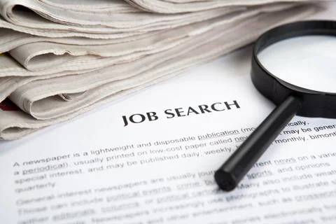 Document with the title of job search Stock-Fotos