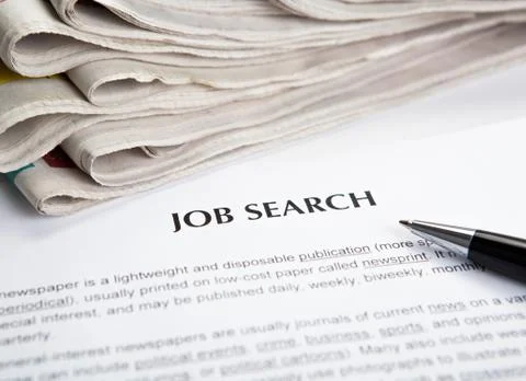Document with the title of job search Stock Photos