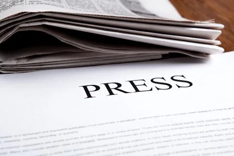 Document with the title of press Foto stock